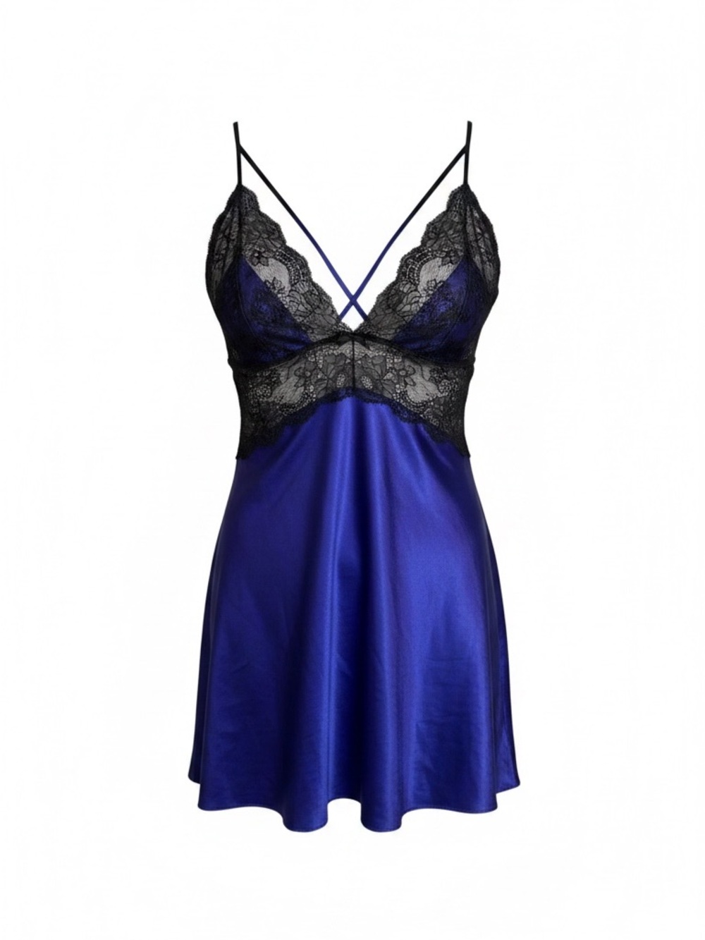 Victoria's Secret Purple Satin Chemise with Black Lace Trim